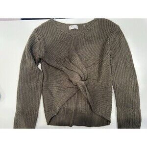 Juniors Poof Apparel Green Crop Sweater Size Small
